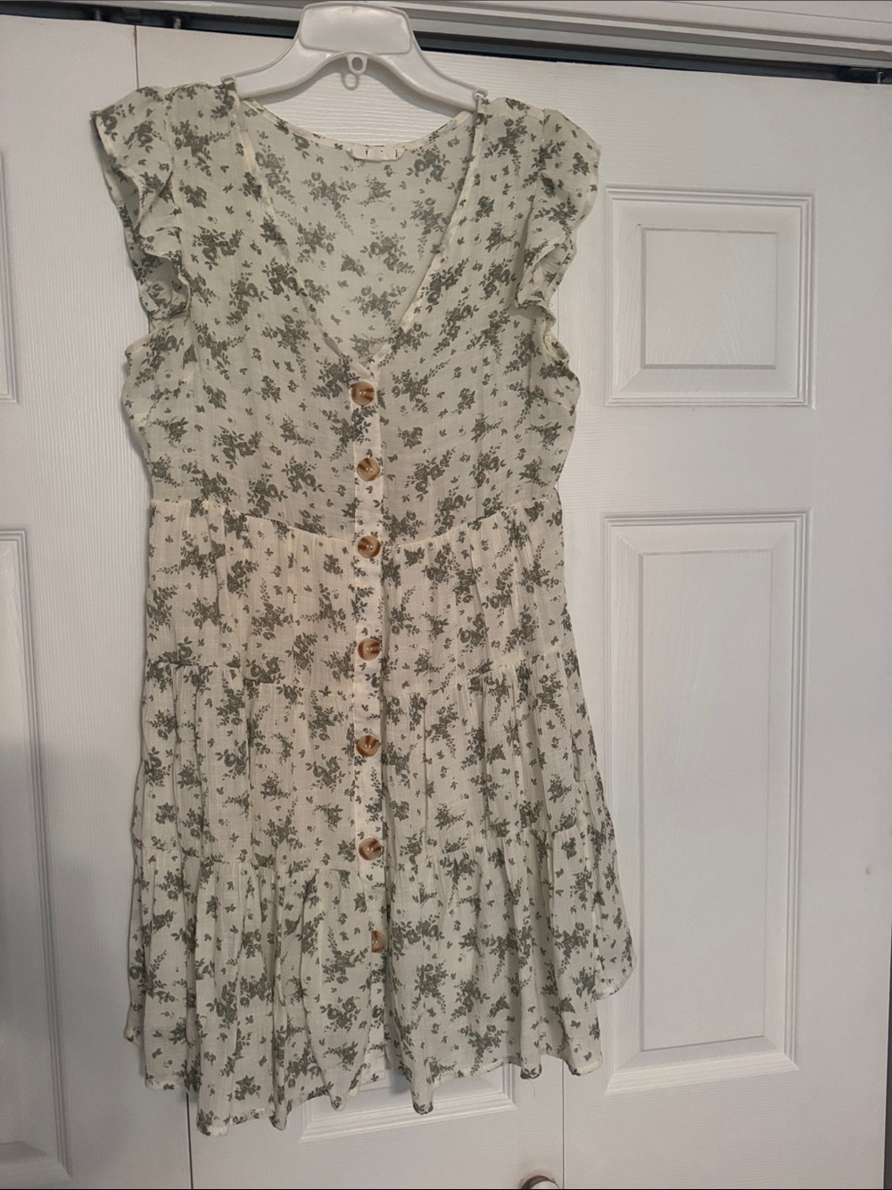 mine Sage Floral Button-Front Mini Dress